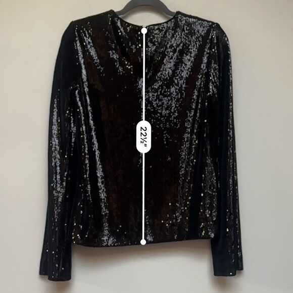 Galvan London Black Sequin Long Sleeve Top Size 8 - Picture 9 of 9